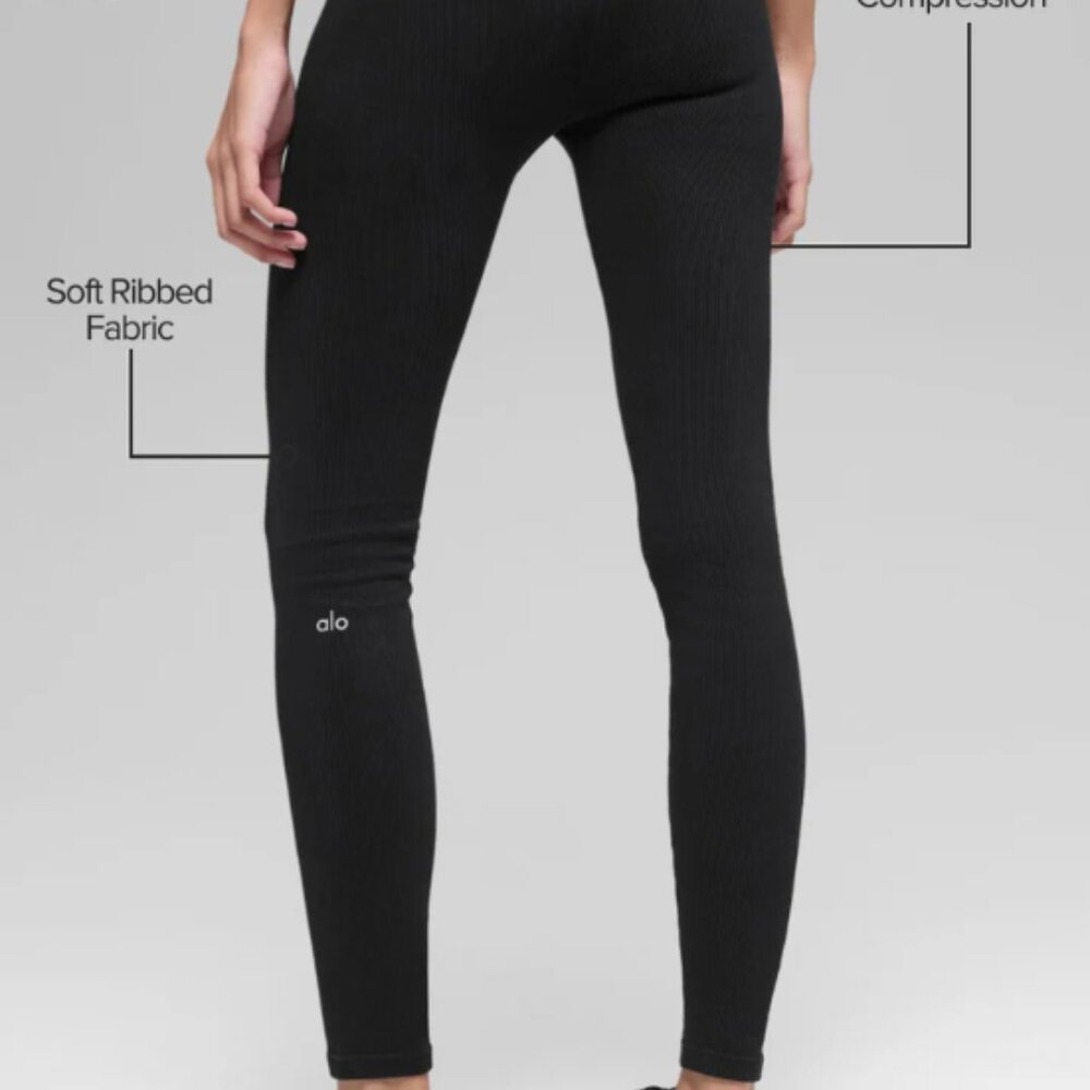 Black ALO seamless rib leggings, medium, NWT! - Picture 2 of 4